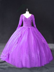 Ideal Long Sleeves Lace and Appliques Lace Up 15th Birthday Dress