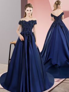 Amazing Lace Up Quinceanera Dresses Navy Blue for Sweet 16 and Quinceanera with Lace