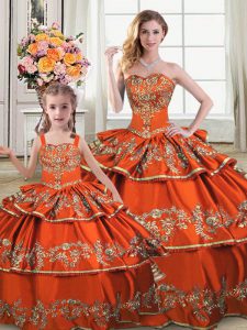 Best Selling Floor Length Ball Gowns Sleeveless Orange Sweet 16 Dress Lace Up
