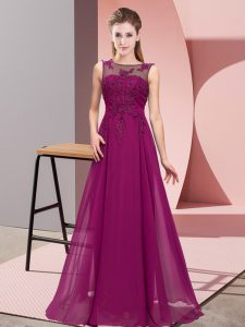 Beauteous Purple Zipper Dama Dress for Quinceanera Beading and Appliques Sleeveless Floor Length