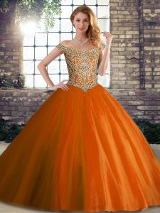 Sleeveless Brush Train Beading Lace Up Quinceanera Dresses