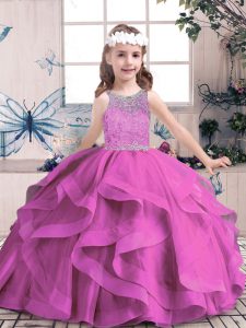 Sleeveless Beading Lace Up Kids Pageant Dress