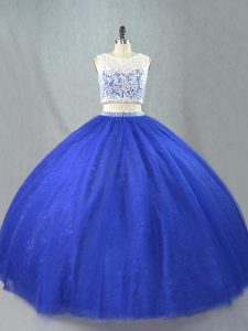 Latest Lace Quinceanera Gowns Royal Blue Zipper Sleeveless Floor Length