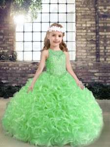 High End Child Pageant Dress Party and Wedding Party with Beading Scoop Sleeveless Lace Up