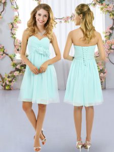 Dynamic Sweetheart Sleeveless Chiffon Quinceanera Court Dresses Hand Made Flower Lace Up