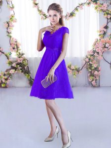 Edgy Purple Cap Sleeves Mini Length Lace Lace Up Quinceanera Court Dresses