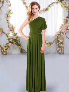 Inexpensive Chiffon Sleeveless Floor Length Court Dresses for Sweet 16 and Ruching