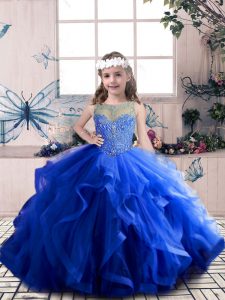 Low Price Sleeveless Beading and Ruffles Lace Up Little Girl Pageant Gowns
