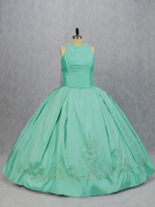 Inexpensive Embroidery Sweet 16 Dresses Apple Green Zipper Sleeveless Floor Length
