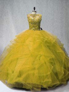 Fine Lace Up Sweet 16 Dresses Olive Green for Sweet 16 and Quinceanera with Beading and Ruffles Court Train