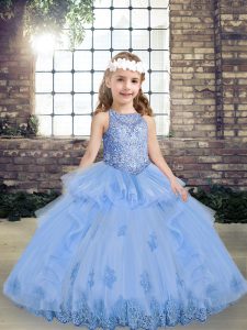 Enchanting Tulle Sleeveless Floor Length Girls Pageant Dresses and Appliques
