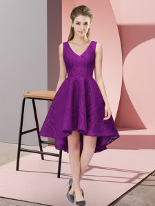 Fantastic High Low A-line Sleeveless Purple Dama Dress Zipper