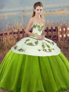 Affordable Floor Length Ball Gowns Sleeveless Olive Green Quinceanera Gown Lace Up
