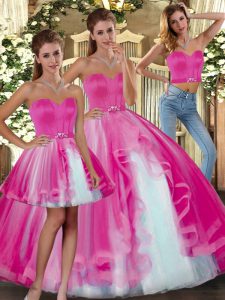 Affordable Sweetheart Sleeveless Tulle Ball Gown Prom Dress Beading Lace Up