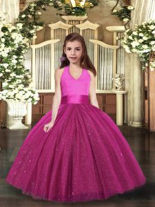 Great Sleeveless Lace Up Floor Length Ruching Little Girls Pageant Dress Wholesale