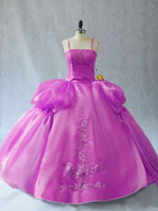 Customized Lilac Sleeveless Organza Lace Up 15 Quinceanera Dress for Sweet 16 and Quinceanera