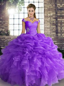 Glamorous Sleeveless Beading and Ruffles and Pick Ups Lace Up Sweet 16 Quinceanera Dress