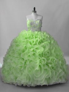 Dramatic Lace Up Sweet 16 Dress for Sweet 16 and Quinceanera with Beading Brush Train