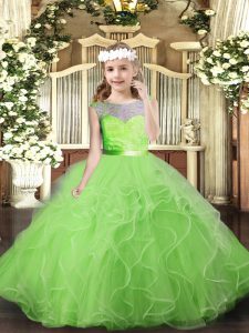 Sleeveless Floor Length Lace and Ruffles Backless Little Girls Pageant Dress Wholesale
