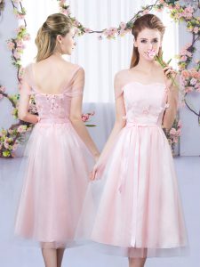 Exceptional Sweetheart Short Sleeves Tulle Damas Dress Lace and Belt Lace Up