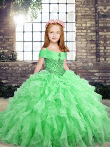 Perfect Ball Gowns Little Girls Pageant Dress Straps Organza Sleeveless Floor Length Lace Up