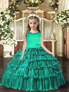Sleeveless Floor Length Little Girl Pageant Gowns and Ruffled Layers