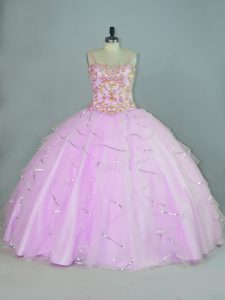 Lilac Sweet 16 Dresses Sweet 16 and Quinceanera with Ruffles Straps Sleeveless Lace Up