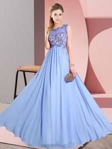 Romantic Lavender Scoop Neckline Beading and Appliques Quinceanera Court Dresses Sleeveless Backless