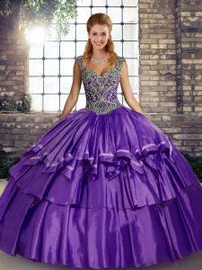 Extravagant Sleeveless Lace Up Floor Length Beading and Ruffled Layers Vestidos de Quinceanera