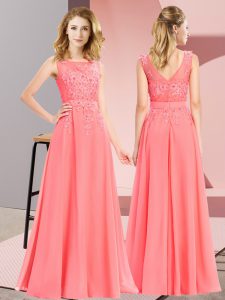 Sleeveless Zipper Floor Length Beading and Appliques Dama Dress for Quinceanera