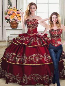 Sumptuous Two Pieces Sleeveless Wine Red Sweet 16 Dresses Lace Up
