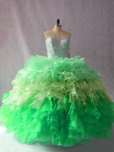 Modern Ball Gowns Quince Ball Gowns Multi-color Sweetheart Organza Sleeveless Floor Length Lace Up