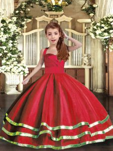 Sleeveless Ruffled Layers and Ruching Lace Up Girls Pageant Dresses