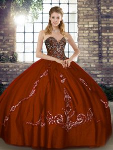 Ball Gowns 15 Quinceanera Dress Brown Sweetheart Tulle Sleeveless Floor Length Lace Up