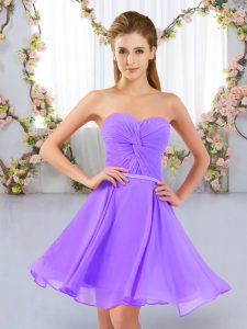 Dramatic Mini Length Lavender Quinceanera Court of Honor Dress Sweetheart Sleeveless Lace Up