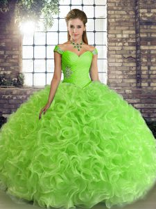 Off The Shoulder Lace Up Beading Quinceanera Gowns Sleeveless