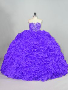 Lovely Ball Gowns Sleeveless Purple Sweet 16 Quinceanera Dress Court Train Lace Up