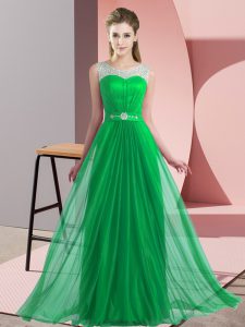 Trendy Green Scoop Lace Up Beading Court Dresses for Sweet 16 Sleeveless
