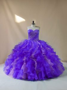Beauteous Beading and Ruffles Sweet 16 Quinceanera Dress Multi-color Lace Up Sleeveless Floor Length