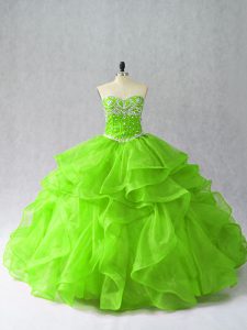 Stylish Sweetheart Sleeveless Lace Up Quinceanera Dresses Organza
