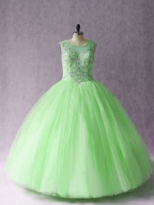 Colorful Tulle Lace Up Sweet 16 Quinceanera Dress Sleeveless Asymmetrical Beading