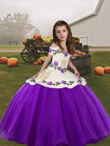 Eggplant Purple Sleeveless Embroidery Girls Pageant Dresses