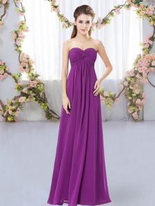 Purple Sweetheart Zipper Ruching Quinceanera Court of Honor Dress Sleeveless