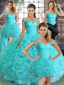 Fabric With Rolling Flowers Sleeveless Floor Length 15 Quinceanera Dress and Beading