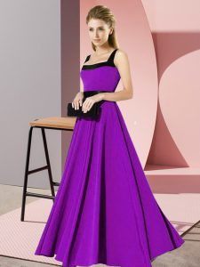 Empire Court Dresses for Sweet 16 Purple Square Chiffon Sleeveless Floor Length Zipper