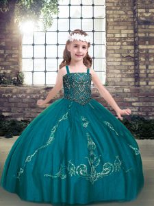 Sleeveless Beading Lace Up Pageant Gowns For Girls