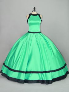 Apple Green Sleeveless Ruching Floor Length Quinceanera Dress