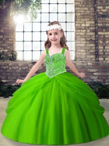 Lace Up Little Girl Pageant Gowns Beading Sleeveless Floor Length