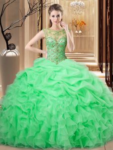 Sleeveless Beading and Ruffles and Pick Ups Lace Up Vestidos de Quinceanera