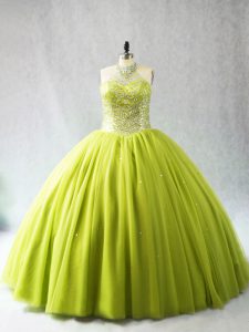 Fancy Tulle Sleeveless 15 Quinceanera Dress and Beading